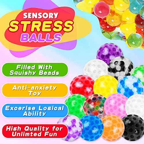 Стрес топки за деца, слаби топки за стискање на играчки за возрасни и деца, топки за олеснување на стресот, кутија за наградни деца