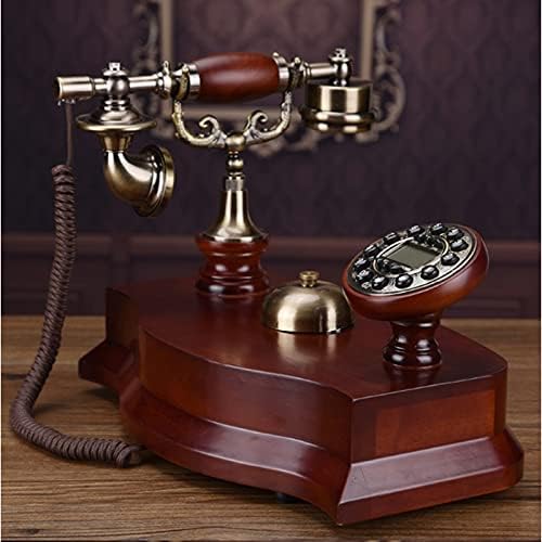 Geltdn Европски антички телефонски фиксни фиксни полиња со цврсто дрво со лична карта, бирање на копче, задни лични раце, механички ринг -тон