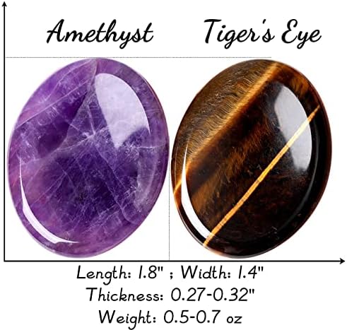 2 парчиња загриженост камен за вознемиреност на тигарскиот око аметист за лекување кристали рачни врежани палецот камења џебни скапоцени камења