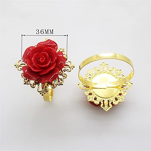 N/A 6 парчиња метална салфетка прстен роза украс за украсување свадбена банкет за декорација на забава