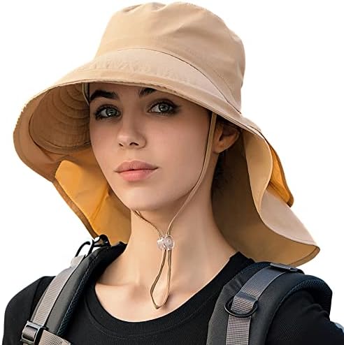 Феоја женска сончева капа со капакот на вратот, ширина на дупката за шишиња на сафари за пешачење 50+