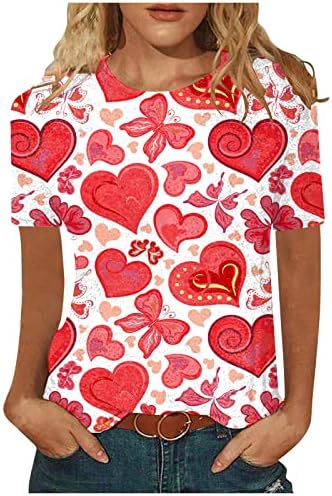 Ден на вineубените џемпери за жени графички долги ракави Loveубовно срце писмо печати џемпер на екипажот на екипажот на врвовите на пулвер