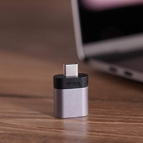 ELAA MINI ALUMINUM USB-C до USB 3.0 Femaleенски мини адаптер за MacBook Pro 2018/2017, MacBook Air 2018 и други уреди со USB Type-C [Space