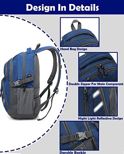 Proetrade Bandpack Bookbag за патување со лаптоп на колеџ со порта за полнење со USB