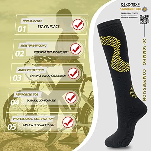 Фенглаода чорапи за компресија за жени Циркулација на мажи 20-30 ммхг слатки забавни чорапи за поддршка на медицинска сестра, бременост,
