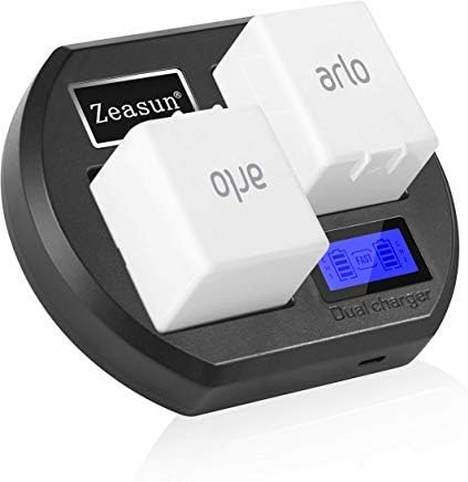 Полнач за батерии на фотоапарати за батерии за полнење на Arlo, Zeasun LCD дисплеј ARLO полнач за батерии компатибилен со Arlo Pro,