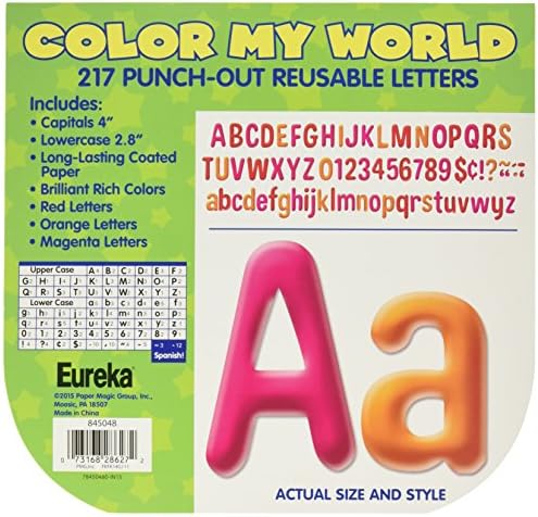Еурека 845306 Билтен табла за азбуки и броеви и украси во училницата за наставници, 4 '' ч, повеќебојни, 180 парчиња