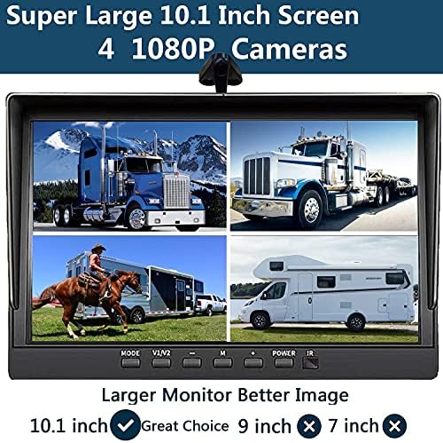 6 Сплит 128 GB Голем екран 1080p Резервна камера 10.1 инчен монитор и вграден DVR видео рекордер за RV Trawer Trailer Задна страна предна