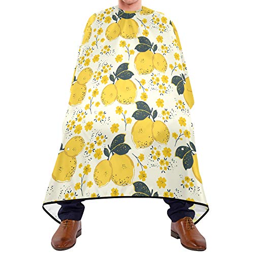 Алаза Жолта Лимон &засилувач; Цвеќиња Водоотпорен Бербер Кејп За Мажи Жени Брада Бричење Лигавче Престилка Професионална Коса Сечење