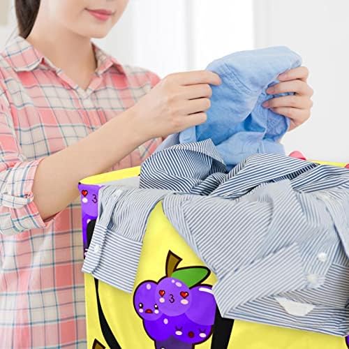 Виолетова Бакнување Грозје Шема Жолто Печатење Склопувачки Пречки за Перење алишта, 60 ЛИТРИ Водоотпорни Корпи За Перење Алишта