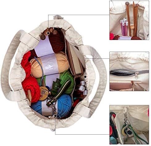 Торбичка за Плетење тимој Со Затворање На Врвки, Пренослива Торба За Складирање Предиво за Игли За Плетење, Ковчег Од Предиво