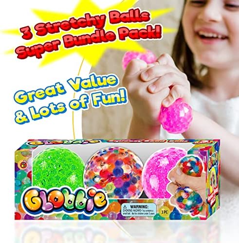 Ja-ru Globbie Jelly Beads Stress Stress Stress Balls Scushy Fidget Ball for Kid & Adult. Сензорна играчка за олеснување на стресот, стискајте