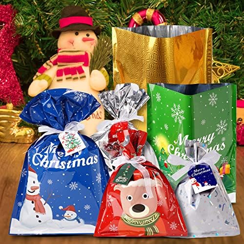 Crweety Божиќ Подарок Кеси За Бонбони, 6 Големини&засилувач; Стилови Божиќ Кеси со 36 Тагови За Божиќ Подарок завиткување партија корист,