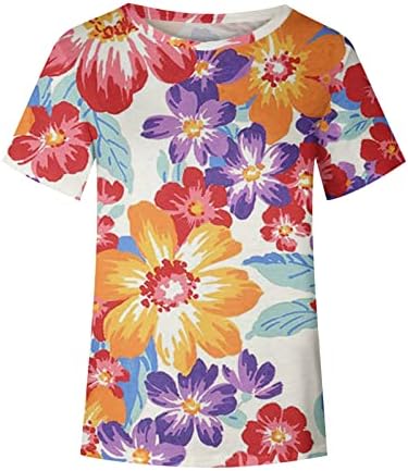 Модни Летни Врвови За Жени 2023 Лабаво Печатење Маица Со Кружен Врат Краток Ракав Секојдневна Блуза