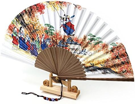 Корејски Традиционален Бамбус Ханџи Рачен Вентилатор Со Нориги Голем Преклопен Подарок Замав