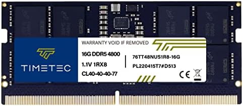 Timetec 16gb DDR5 4800MHz PC5-38400 Unbuffered Не-ECC 1.1 V CL40 1rx8 Еден Ранг 262Pin SODIMM Лаптоп Меморија RAM Модул Надградба