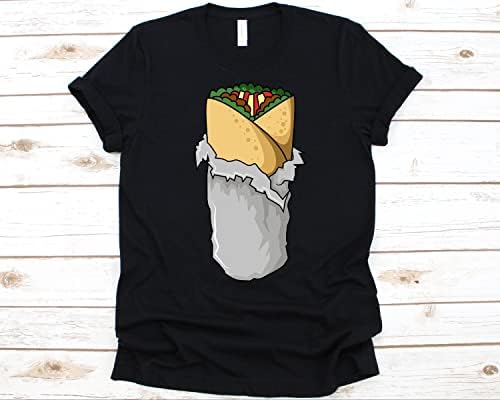 Кошула за завиткување на бурито, кул кошула со бурито за мажи и жени, мексиканска графичка храна, Синко де Мајо, Подарок за храна