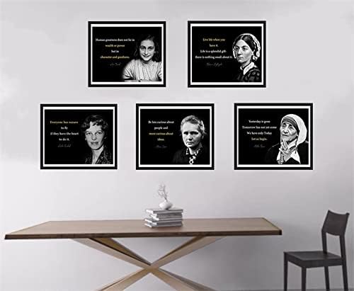 Инспирација за постер за црна историја | 5-пакет, вклучувајќи Мари Кири, Фиренца Славејле, Амелија Ерхарт, Ен Френк, Мајка Тереза ​​Уметнички слики （Framless） | Класа и?