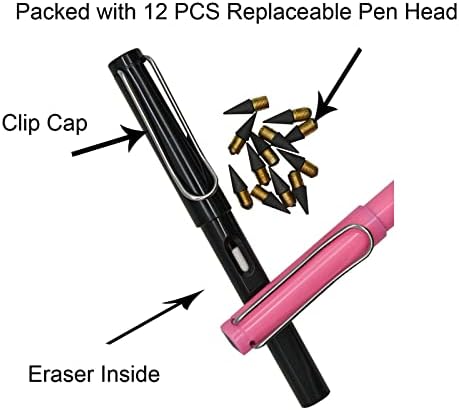 LOPENLE 6PCS Вечни моливи со мастило со мастило со 12 парчиња заменливи заменливи технологии неограничено пишување магично молив за