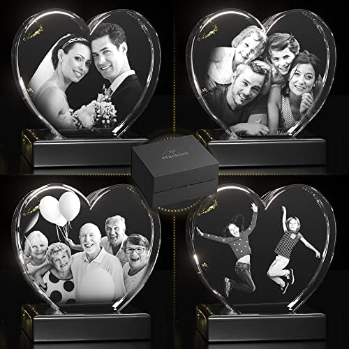 Строго 3Д кристал персонализирана фотографија, подароци за Денот на вinesубените за - момче, девојче, сопруг, сопруга, тато, мама, 3Д