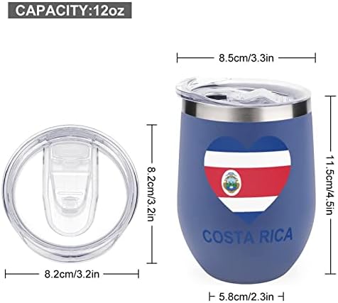 Loveубовта Костарика Тумблер чаша вакуум изолирана чаша не'рѓосувачки челик кафе шише шише 12 мл со капак