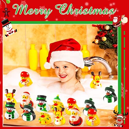 48 Парчиња Божиќни Гумени Патки Играчки Фенси Новогодишни Патки Украси За Забави Мали Гумени Патки Смешна Гумена Патка За Божиќ Зимски