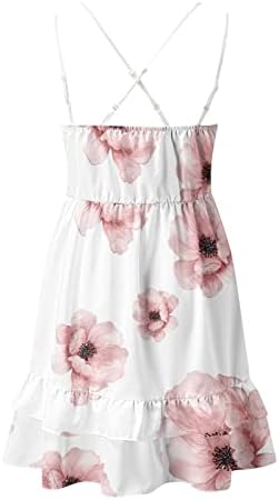 Симпатични летни фустани, жени лето лабава фустан без ракави цветни цвеќиња V вратот шуле од чипка од чипка