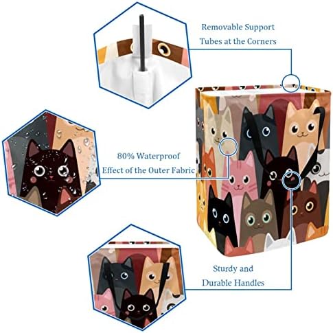 Печатење На Семејството Мачки Во Боја Склопувачка Пречка за Перење АЛИШТА, 60 ЛИТРИ Водоотпорни Корпи За Перење Корпа За Перење Облека