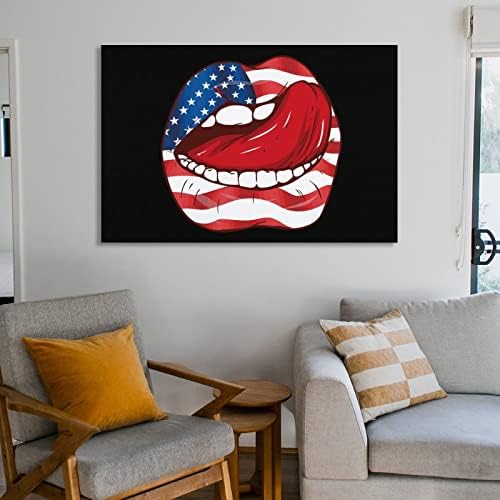 Американско Знаме Усни Платно Ѕид Уметност Виси Сликарство Ѕид Декор За Бања Дневна Соба Спална Соба Канцеларија Кујна