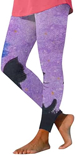 Ноќни мачки печати графички хеланки за жени зимски тенки руно подигање, пантолона, боја, јога тренингот, активни панталони панталони