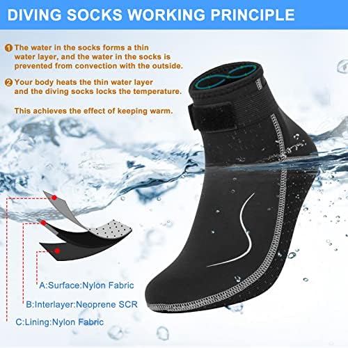 Чорапови на неопренови на Gimilife, 3мм вода чорапи за жени мажи, водоотпорни нуркачки чорапи
