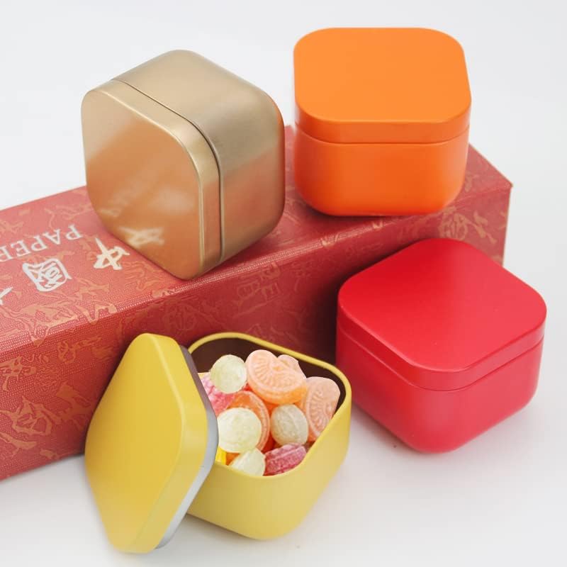 10-Пакет Разнобоен Мал Квадратен Калај За Чај Може Исклучителна Кутија За Подароци За Бонбони И Занаети Контејнер За Складирање