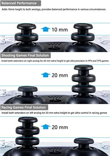PlayRealm НЕМА Паѓа Палецот Продолжувач &засилувач; Силиконски Зафат Капак 2 Сета ЗА PS5 &засилувач; PS4 Контролер