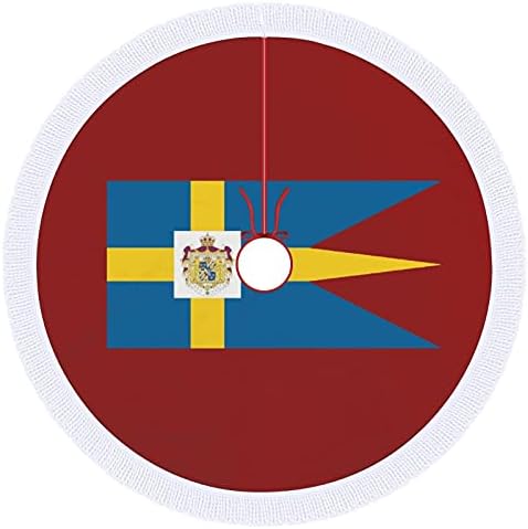 Кралско шведско Знаме Подлога За Новогодишна Елка Здолниште Основна Покривка Со Реси за Празнична Забава Божиќна Декорација 48х48