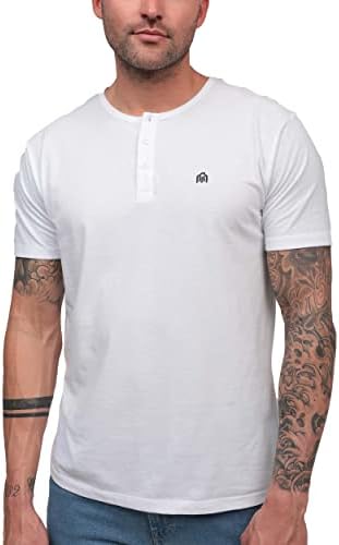 Во АМ Премиум Хенли кошули за мажи - обичен кратки ракави модерна маица за вклопување