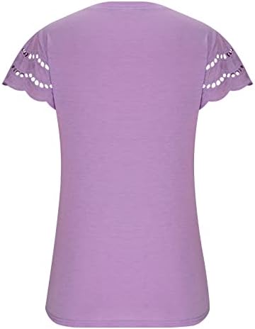 Врвовите за жените Бохо шутираат маици со краток ракав, тркалезна вратот Туника 2023 лето лето-обична цврста кошула маичка блузи