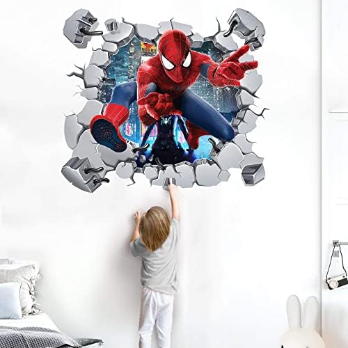 Кароменски суперхеројски пајак-ман wallид Деклал Спајдермен-23 инчи x 21 инчи деца тематска тематска налепница за wallидови за детска соба