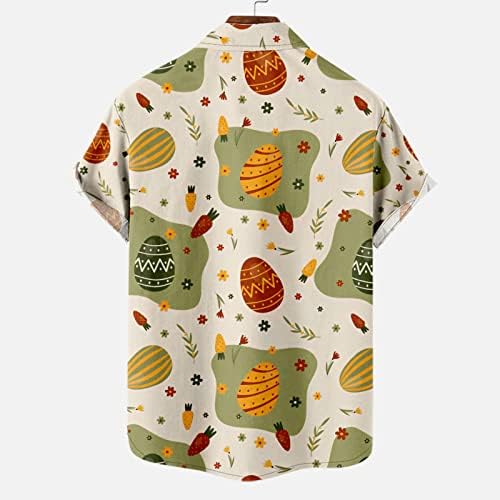 Велигденски маички кошули за мажи зајаци јајца моркови Графички маици со кратки ракави лаптопи влезови лабава обична блуза со плажа