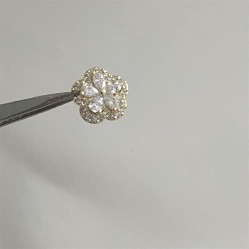 Декорации за накит од 50 парчиња нокти метални шарми камења за уметност циркон кристален маникир дијамантски шарм, розово злато