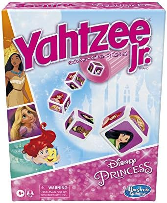 Yahtzee Џуниор: Дизни Принцеза Издание Игра На Табла За Деца на возраст од 4 И Повеќе Години, За 2-4 Играчи, Броење И Појавување Игра За Деца Од Предучилишна Возраст