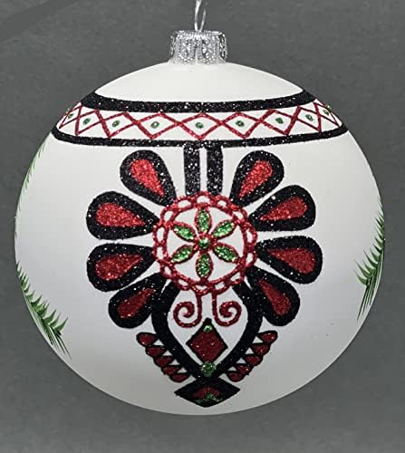 Божиќен украс на полска галерија, народна шема на Горалска Парценика, изнесена стаклена топка 5-инчен