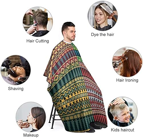 Наметка за сечење коса За Мажи Жена, Етничка Традиционална Геометриска Голема Наметка За Фризура Со Прилагодливо Затворање Водоотпорна Салонска