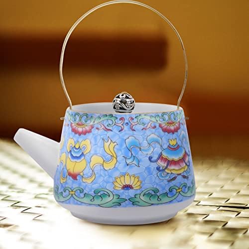 Чај сад керамички цветни чајници: порцелански чај котел декоративен производител на чај за лабав чај што служи тенџере небо- сина
