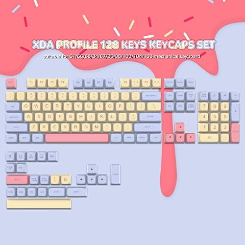 DAGALADOO XVX 128 Копчиња Marshmallow Keycaps, Симпатична XDA Профил PBT Тастатура Coppull Set, Прилагодено Боја Сублимација