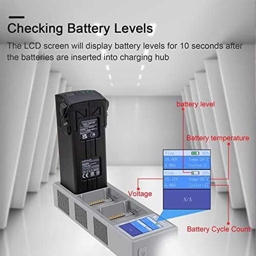 Полнач за батерии за DJI Mavic 3, центар за полнење со индикатор за полнење LCD дисплеј, додатоци за беспилотни летала