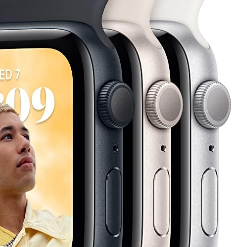 Apple Watch SE GPS 44mm Сребрен Алуминиумски Случај Со Бел Спортски Бенд-M/L со AppleCare+