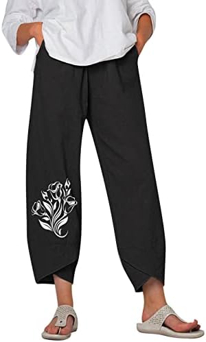 Панталони за жени кои се обидени панталони со панталони y2k цвеќиња печатени падобран панталони широки панталони за нозе