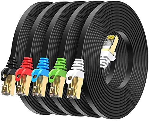 Busohe CAT8 Ethernet Cable 10ft 5 Pack Multi Color, CAT-8 Flat RJ45 Компјутерски интернет LAN мрежа Ethernet Patch кабел, 40Gbps 2000MHz
