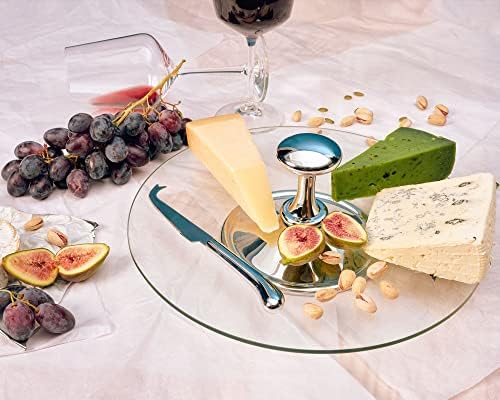 Ригели Регент сад за вино и сирење со диа со нож. 12,2 инчи 31 см послужавник со послужавник со рачка со тркалезно копче и