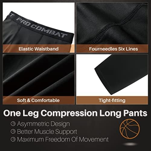 Коаларун хулахопки за компресија на една нога целосна должина за кошарка единечни нозе долги панталони Спортски база на слоеви хеланки 1-2 пакет